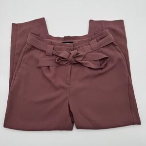 Express Dark Mauve High Rise Ankle Paperbag Waist Tie Belt Dress Pants 10P
